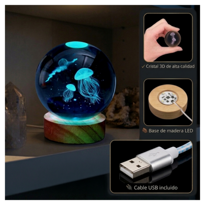 Lámpara Bola de Cristal LED Medusa 3D